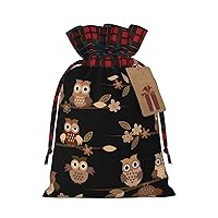 MQGMZ Cute Brown Cartoon Owls Print Xmas Gift Bags, Candy Bags For Wrapping Gifts For Halloween, Birthday, Wedding, 2 Sizes