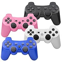 PS3 Controller Wireless, Gaming Remote Joystick for Playstation 3 with Charger Cable Cord (Black, Pink, White, Blue)