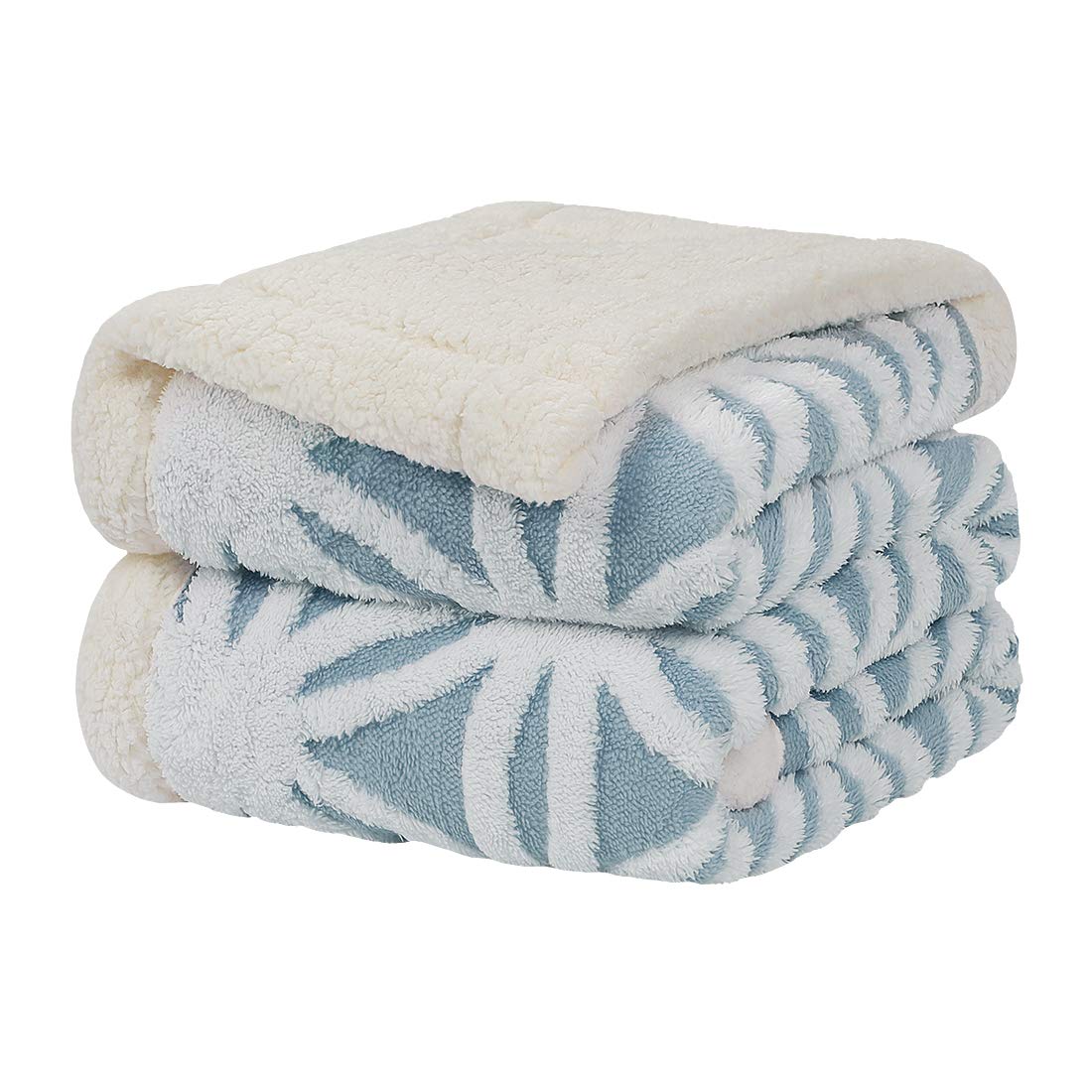 PiccoCasa Sherpa Fleece Blanket Throw Size,Jacquard Snowflake Pattern Decors Throw Blanket,Soft Reversible Fuzzy Microfiber Plush Fleece Blankets f...