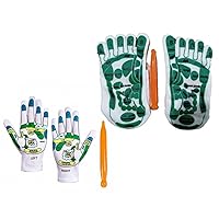 Acupressure Reflexology Socks and Glove Kit Cotton Reflexology Acupressure Charts in English,Physiotherapy Massage Relieve Tired with Rod