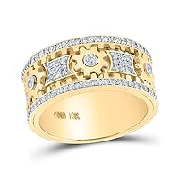 The Diamond Deal 10kt Yellow Gold Mens Round Diamond Cog Band Ring 1-1/2 Cttw