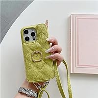 Crossbody PU Leather Wallet Card Holder Phone Case for iPhone 13 12 15 14 11 Pro Max XS XR 8 7 Plus Ring Shockproof Cover,Green,for iPhone 13 Mini