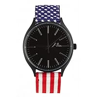 Plus Watches Classic Nylon Watch in All Black and American Flag