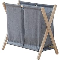 folding washing basket large saves space suitable for bathroom living room-gray_3 section A Laundry Hamper Dirty Clothes Bag