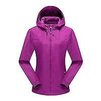 Solid Waterproof Jackets for Women Lightweight Hooded Fitted Coat Windproof Athletic Outerwear Zip Up Windbreaker