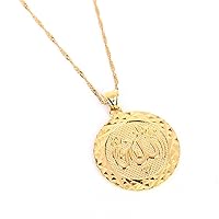 Platinum 24K New Islamic Allah Pendant Charms Choker Necklace Religious Muslim Jewelry