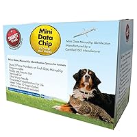 Mini ISO Data Microchip with Lifetime Pet Recovery Service/24-7 US Call Center/Free Registration, Implanter & Metal ID Tag for Dogs, Cats & All Animals, 15 Gauge/25 Pack