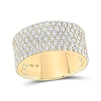 The Diamond Deal 10kt Yellow Gold Mens Round Diamond 6-Row Pave Band Ring 4-3/4 Cttw