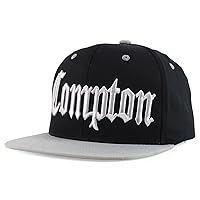 Trendy Apparel Shop 3D Compton Old English Font Embroidered Flat Bill Snapback Cap