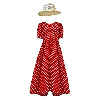 Flower Girl Dress 18 Months Girls' New Summer Red Polka Dot Round Neck Bubble Sleeve Big Bow Princess Girl Party