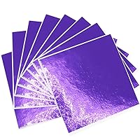 100PCS Gold Foil Leaf Sheet, 3.15*3.35inches, Multiple Colors, Used for Gilded Crafts, Painting, Handcrafts, DIY Design, Furniture Decoration, Gilding(Purple)