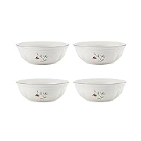 Pfaltzgraff Winterberry Set of 4 Soup Cereal Bowls, 12 Ounce, White