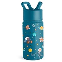 Simple Modern Blippi Kids Water Bottle with Straw Lid | Insulated Stainless Steel Reusable Tumbler for Toddlers, Girls | Summit Collection | 14oz, Blippi Space