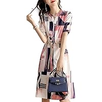 MARIA MARFA 4S-M11 Women's Dress with All Patterns, Beautiful Top, Spring, Summer, Multicolor, Slim V-Neck,