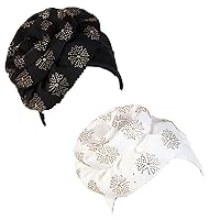 2PCS Turban for Women Floral Head Wrap Scarfs Headwear Beanie Cap Hair Cover Hat