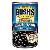 BUSH'S BEST Canned Black Beans, Source of Plant Based Protein and Fiber, Low Fat, Gluten Free, 15 oz