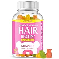Sugar-Free Hair Biotin Gummies 10000mcg - Vegan Biotin Supplements for Stronger Beautiful Hair & Nails, Hair Growth Vitamins Gummies for Women & Girl, Non-GMO, 60 Bears