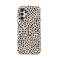 BURGA Phone Case Compatible with Samsung Galaxy A13 - Hybrid 2-Layer Hard Shell + Silicone Protective Case -Black Polka Dots Pattern Nude Almond Latte - Scratch-Resistant Shockproof Cover