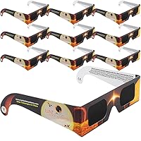 10 Pack Premium, Solar Eclipse Glasses Approved 2024, ISO and CE Certified Optical Quality Safe Shades for Direct Sun Viewing for Solar Eclipse