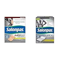 Salonpas Maximum Strength 4% Lidocaine 7 Flex Patches & 6 Gel Patches for Back, Neck, Shoulder, Knee Pain Relief
