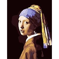 16x20 DIY Paint by Numbers for Adults DIY Painting Kit with Wooden Framed, Girl with a Pearl Earring