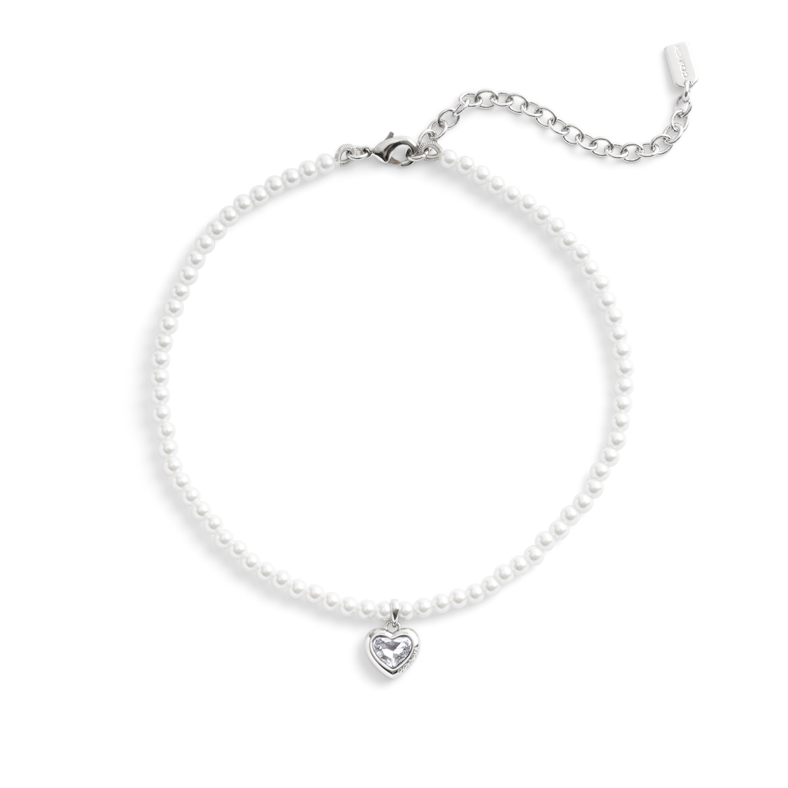 COACH Womens Stone Heart Pearl Choker Necklace
