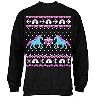 Old Glory Unicorn Rainbow Ugly Christmas Sweater Mens Sweatshirt Black X-LG