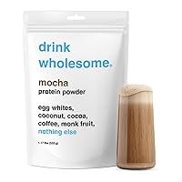 drink wholesome Mocha Egg White Protein Powder | for Sensitive Stomachs | Easy to Digest | Gut Friendly | No Bloating | Dairy Free Protein Powder | Lactose Free Protein Powder | 1.17 lb