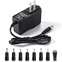 6V 2A Power Adapter Charger [AC 6 Volts 2 Amps Regulated Switching Power Supply] with 8 Interchangeable DC Plug for 300mA 400mA 500mA 600mA 700mA 800mA 900mA 1000mA 1500mA 2000mA Equipment