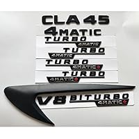 Flat Matt Black Letters CLA35 CLA45 V8 BITURBO Turbo 4MATIC+ Fender Trunk Tailgate Emblems Badges for AMG C117 X117 (CLA 45,Matt Black)