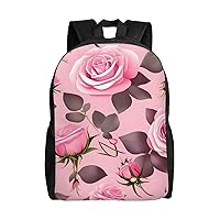 Laptop Backpack for Men Women Lightweight Backpack Pretty Roses Casual Daypack with Bottle Side Pockets