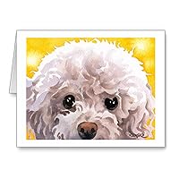 White Poodle - Set of 10 Note Cards With Envelopes