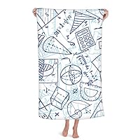 Blue Hand Painted Math Ruler Calculator Illustration Throw Blanket Soft Warm Flannel