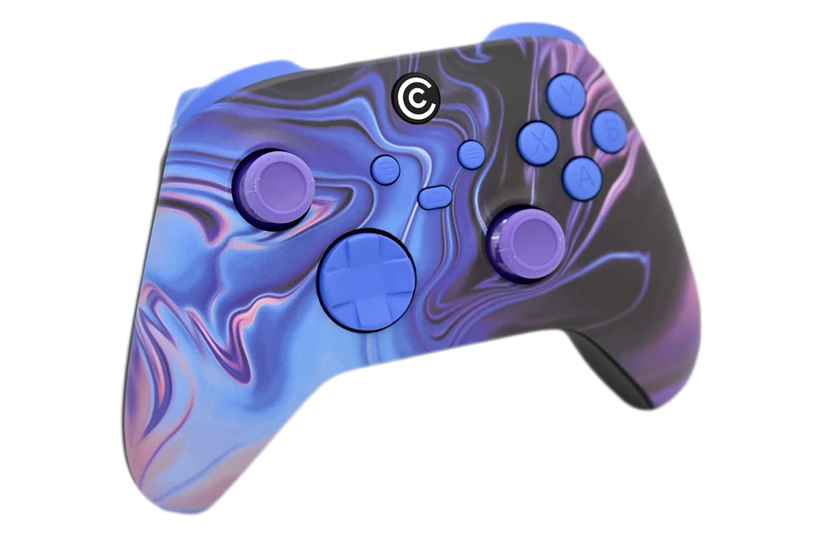 Designer Series Custom Wireless Controller for PC, Windows, Series X/S & One - Multiple Designs Available (Blue & Purple Swirl W/Blue Inserts)