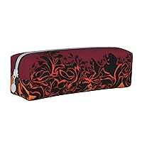 African Rune Print Patterns Pencil Case Pu Leather Cute Small Pencil Case Pencil Pouch Storage Bag With Zipper