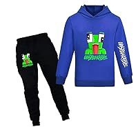 Boys Hoodie Trousers 2 Piece Pullover Sweatshirt Suit for Girls School Casual Tracksuit Cartoon Clothes