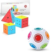 Vdealen Speed Cube Set 2x2x2 3x3x3 Pyramid Speed Cube & Magic Rainbow Puzzle Ball