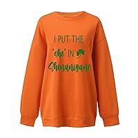 St. Patrick's Day Sweatshirt for Women Long Sleeve Casual Loose Pullover Tops Trendy Oversized Blouses Clover Graphic Shirts