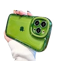 Ownest Compatible with iPhone 15 Pro Max Case with Clear Kickstand Creative Protective Design Case with Camera Holder for TPU Slim Shockproof Cool Phone Case for iPhone 15 Pro Max-Green