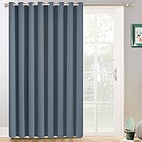 Yakamok 100% Blackout Thermal Insulated Curtains, Noise Reducing Barrier Panel for Sliding Glass Door, Full Light Blocking Patio Door Drapery for Patio/Living Room, W100 x L84, Stone Blue, 1 Panel