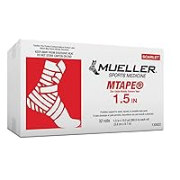 MUELLER MTape Rolls, Quality Athletic Tape for All Sports Medicine Applications, Easy to Tear & Effective Taping, 1-1/2