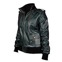 Design Women Four Pockets Synthetic Bomber Leather Jacket