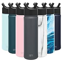 Simple Modern Water Bottle with Straw Lid Vacuum Insulated Stainless Steel Metal Thermos Bottles | Reusable Leak Proof BPA-Free Flask for Gym, Travel, Sports | Summit Collection | 22oz, Graphite Grey