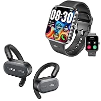 TOZO S4 AcuFit One Smartwatch 1.78-inch Bluetooth Talk Dial Fitness Tracker Black + OpenBuds Lightweight True Open Ear Wireless Earbuds Black