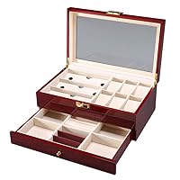 Watch and Cufflink Display Box with Drawer | 2 in 1 Wristwatches Jewellery Bracelet Collections Box with Acrylic Window for Men or Women | Wood