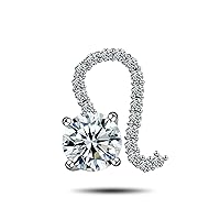 Fancy Moissanite Diamond Wedding Pendant 1.50 CTW Round Brilliant Cut Solid 14K White Gold/925 Sterling Silver For Her