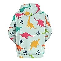 Adult Hoodie Dinosaurs Cute Footprints Pattern Sweatshirts Hoody With Pocket For Men Women