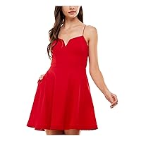 Womens Juniors Knit Notch Neck Cocktail and Party Dress