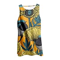 Summer Dresses for Women 2024 Midi Floral,Women's Elastic Loose Sunflower Dress Suitable Casual Beach Dress Pri