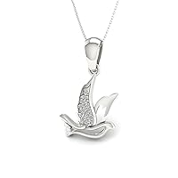S925 Sterling Silver 1/20ct TW Diamond Flying Bird Necklace (I-J, I2)